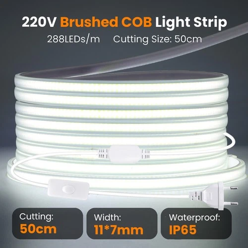 230V LED COB Stripe Streifen 2m Lichtband Leiste Band Lichtschlauch Wasserdicht