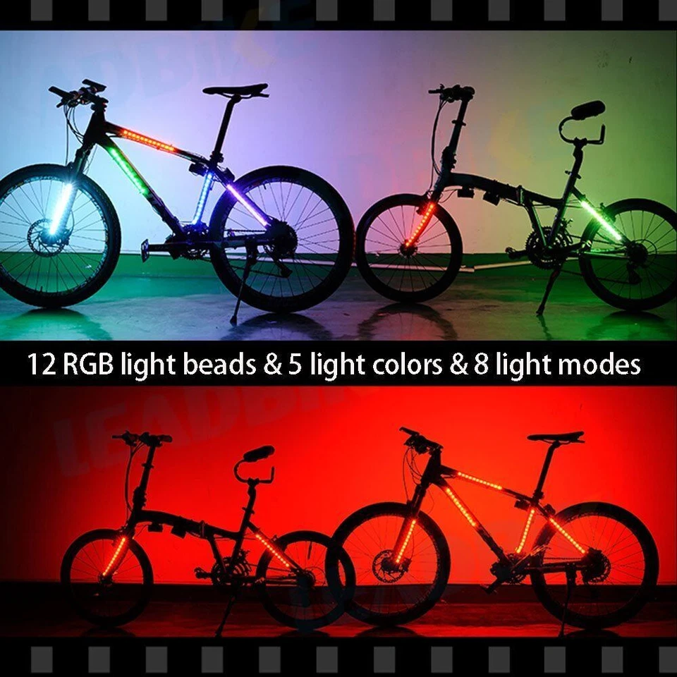 Marco Bicicleta Tira de Luz LED USB Recargable Impermeable 5 Colores Luz de Advertencia Foto 4 de 4