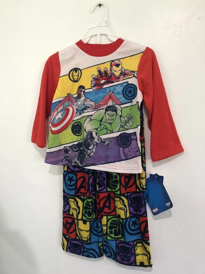 Marvel Mighty Avengers Boy's Flannel Super Hero Pajama Set S 4/6NWT - Image 2 of 4