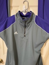 Men's ADIDAS Gray Red 1/4 Zip Mock Neck Warm-Up Jacket - Size XL