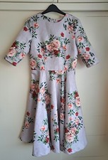 🌹 Chi Chi Pale Lilac & Red Rose 1950s Style Evening Dress - Size 12 🌹