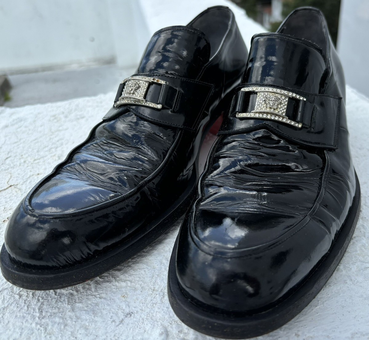 Gianni Versace Men Leather Black Shoes Oxfords Men Size 8