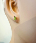 Pear Peridot Stud Earrings Estate 14K Yellow Gold