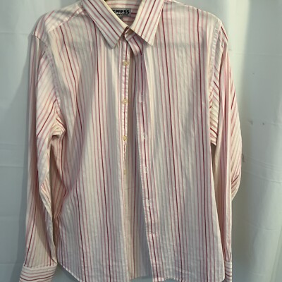 Express M Fitted Pink And White Striped Dress Shirt Excellent Condition |  eBay