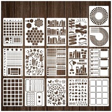 16 Pieces Journal Stencils for Dotted Journals Supplies, Happy Planner Stenci...