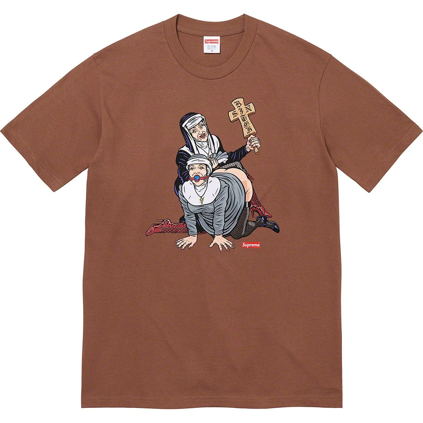 T shirt Supreme NUNS taille SMALL S marron AW22 semaine 16
