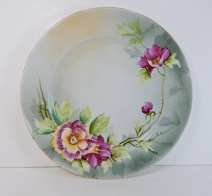 JAPANESE PORCELAIN Vintage Antique Floral Pink Decorative Plate 10" Hand-painted