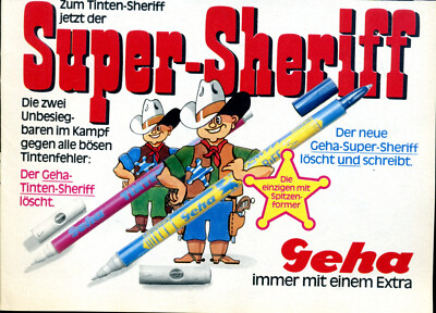 Geha -- Der neue Super Sheriff löscht und schreibt -- Werbung von 1977 -