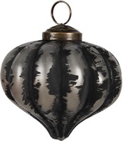 Clayre & Eef 6GL4691 Christbaumkugel Glas Ø 8X8 Cm Schwarz Grau
