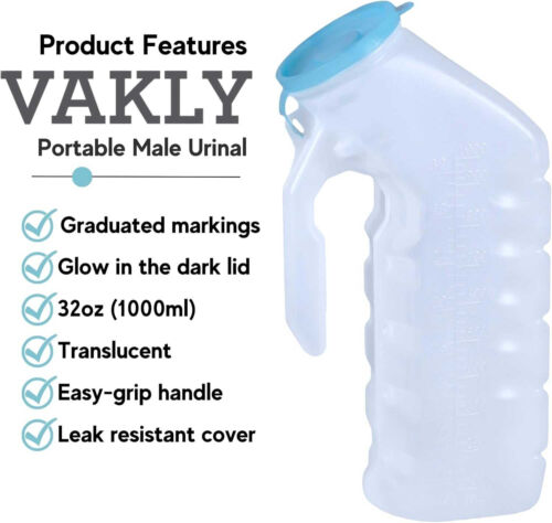 3-12 Männer Urinal Leuchten Dunkel Auslaufsicher Abdeckung 1000 ml Tragbar Behälter Flasche Männer - Bild 17 von 27