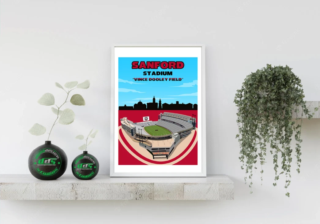 Sanford Stadium GA Bulldogs Vertical Poster Print for Fan Man Cave