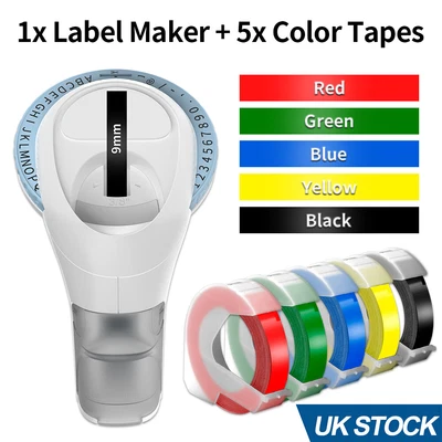 OOZMAS Dymo 3D 9mm Embossing Tape Compatible for Dymo Junior Omega Embosser Label Maker