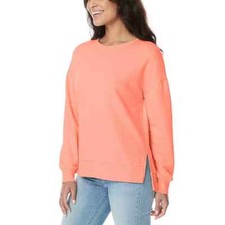 Buffalo David Bitton Women's Crewneck French Terry Sweatshirt, Coral Peach b34