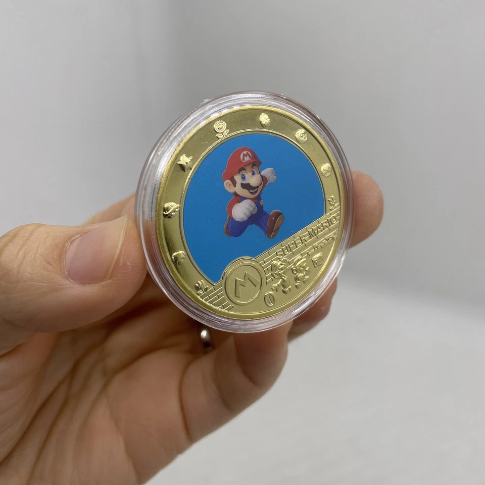 Moneda Desafío Conmemorativa Chapada en Oro 5 Piezas Anime Super Mario Bros En Caja Foto 4 de 4