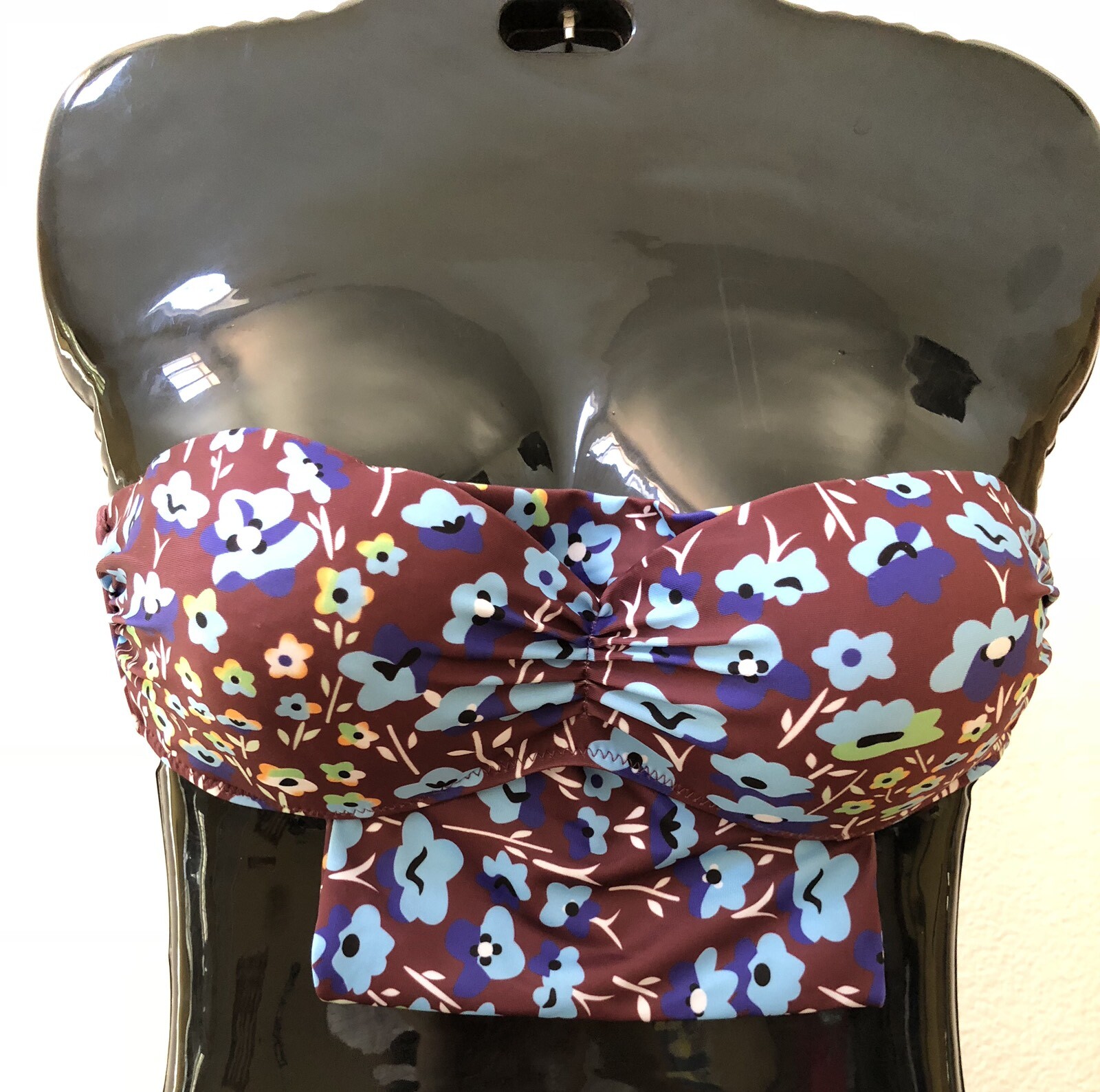 Bikini Top Bathingsuit Swimwear Large Women’s Underwire Padded Brown Floral-image