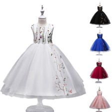 Flower Girls Sleeveless Tulle Dress Kid Birthday Bridesmaid Dress Pageant Gown