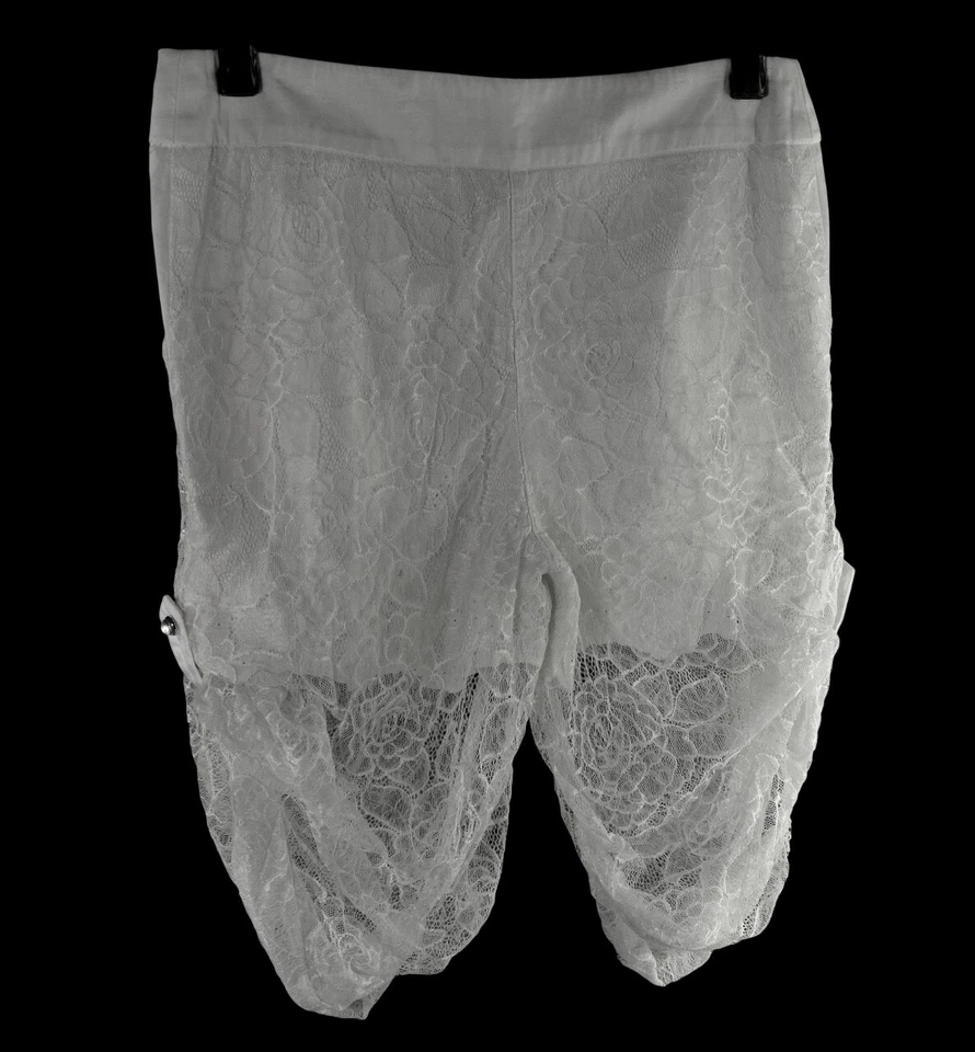 NUEVO SIN ETIQUETAS PANTALONES CORTOS DE ENCAJE BLANCO ELEGANTE PATRIZIA PEPE FIRENZE ITALIA TALLA 40 Foto 3 de 4