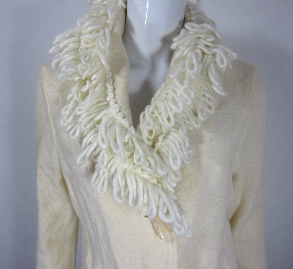 CHAQUETA SUÉTER CÁRDIGAN LANA HERVIDA MANGA LARGA GIANNETTI TALLA S PEQUEÑA MARFIL 011 Foto 2 de 4