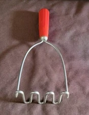 Vintage Androck Potato Masher Kitchen Utensil Red Bakelite Handle