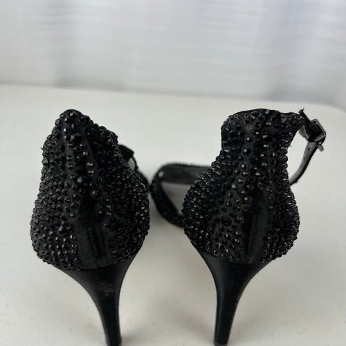 Antonio Melani Ankle Strap Sandal Heels Womens 7M Black Leather Studded Sexy - Picture 9 of 17