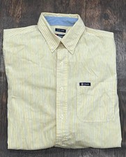 Chaps Easy Care Button Down Striped Yellow Long Sleeve Shirt Small