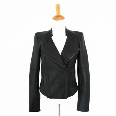 NEW Helmut Lang Wither Black Pebbled Lambskin Leather Motorcycle