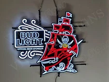 Vivid LED Tampa Bay Buccaneers Beer 25"x22" Neon Sign Light Lamp With Dimmer