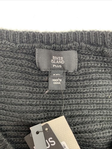 River Island Knitted Jumper Mini Dress Puff Sleeve, Size XXL, Black - Picture 13 of 17