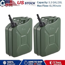 2pcs 5.3 Gallon Jerry Can Gas Steel Tank Green Military Nato Style W Spout 2pcs 5.3 Gallon Jerry Can Gas Steel Tank Green Military Nato Style W Spout