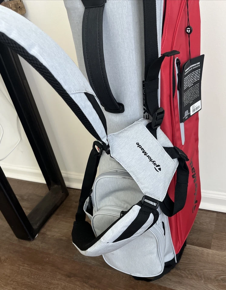 TaylorMade FlexTech Carry Miami Red & Grey Stand Golf Bag W/ Umbrella Tags On - Image 4 of 4