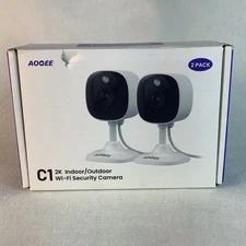 AOQEE 2K Indoor/Outdood Wi-Fi Security Camera-2 Pack-Remote Viewing-NEW OPEN BOX