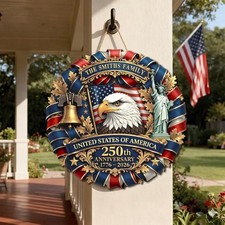 250th Anniversary America 3D Wooden Door Sign   Patriotic Porch Decor