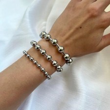Chunky Ball Bead Bracelet Stainless Steel Chain Link Wristband Grunge 1 Pc