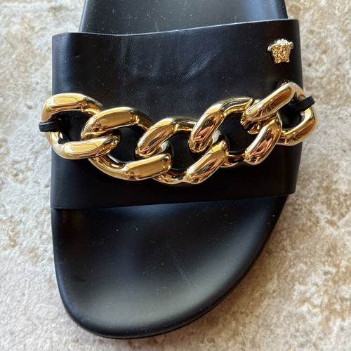 (NUR LINKE SANDALE) Versace Medusa Ketten-Pantoletten Größe 39 1/2 Größe 9 oder 9,5 AMPUTEE - Bild 5 von 10