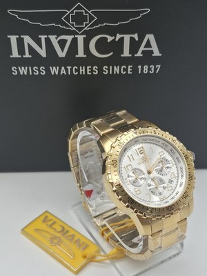 Invicta Men's 45mm Specialty Pilot Chronograph Silver Dial Gold Tone Watch 11369