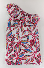 J. Crew One Shoulder Ruffle Dress Women's XXS White Pink Floral Tropical Lined