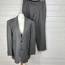 JAEGER Suit Mens Size 42 Grey 100% Wool 2 Piece Blazer Jacket Trousers Smart W35