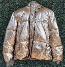 GAP Kids Gold Puffer Jacket XL Fleece-Lined Full Zip Insulated Fall Winter