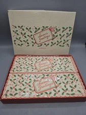 50’s Wrap Around Cocktail Napkins Christmas Holly England Freund Mayer Co. Rare