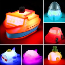 6 Packs No Hole Boat Bath Toy Set, Light up Changing Color in Water,...