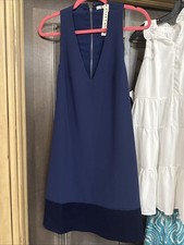Alice + Olivia Women's Dark Blue Dress With A Dark Blue Silk Trim At The Bottom