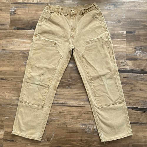 Vintage Carhartt B01 BRN Double Knee Work Pants Mens 32x29 Faded Distressed - Image 1