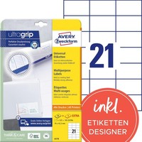 Avery Zweckform Universal-Etiketten 70 X 42,3 Mm Weiß 630 Etiketten
