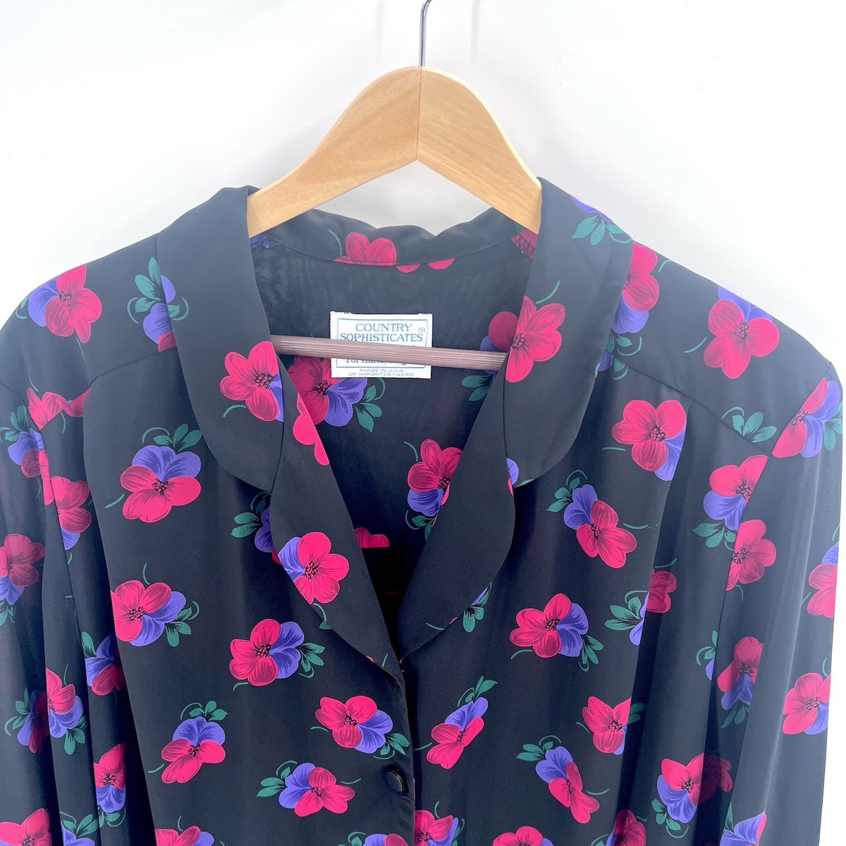 Vintage Country Sophisticates by Pendleton Floral Blouse Top Womens Size 16W View 2