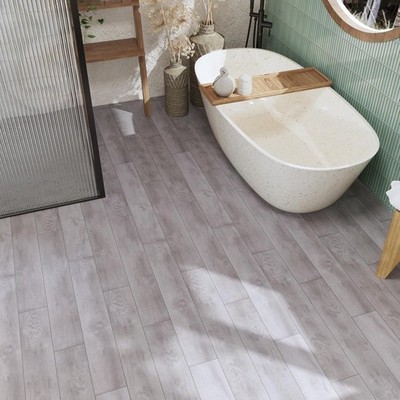 Grau Weiß Peel & Stick Bodenfliesen Holzoptik Vinylboden 24 Stück 90 x 15 cm