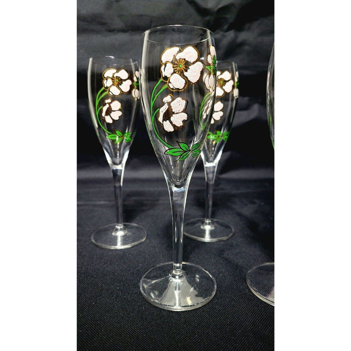 Vintage Art Nouveau Perrier Jouet Five Hand Painted Floral 
