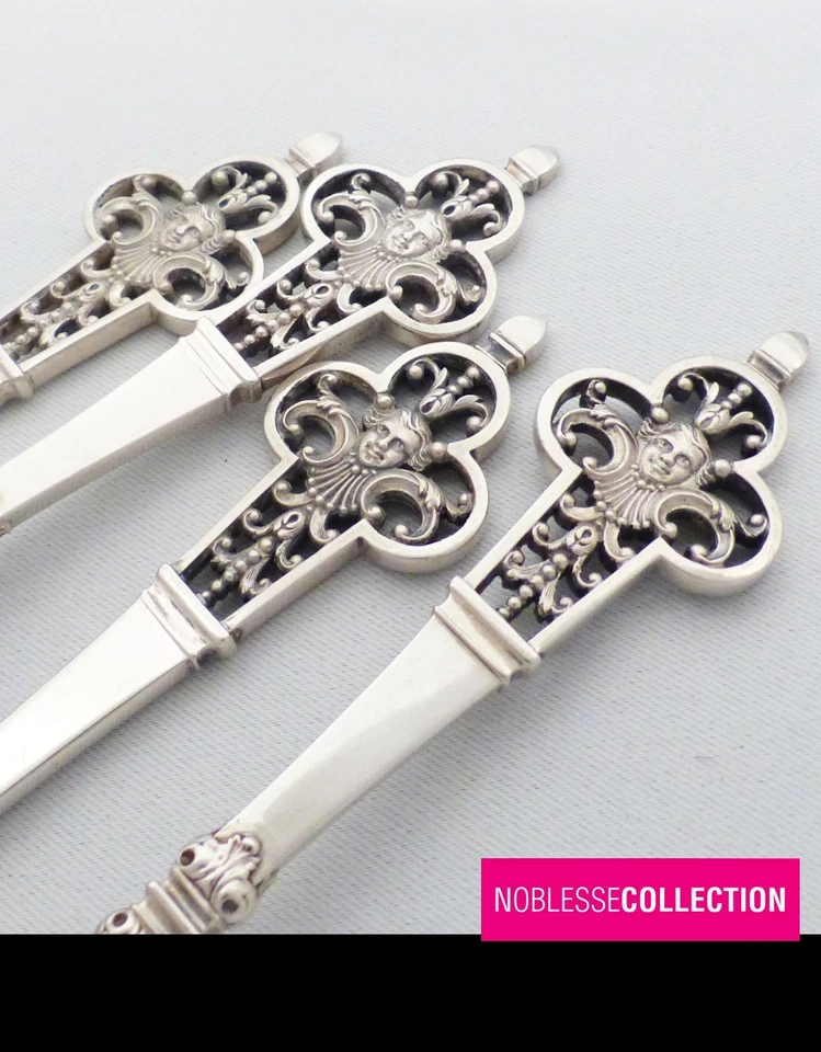 CARDEILHAC RENAISSANCE ANTIQUE FRENCH STERLING SILVER DINNER FLATWARE SET 4pcs - Photo 3/4
