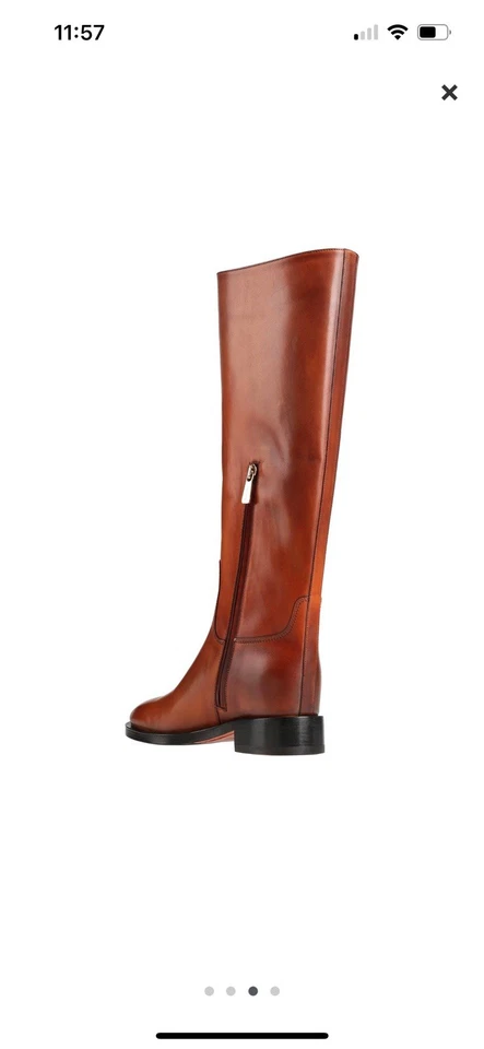 Botas al tobillo SANTONI para mujer de cuero marrón con punta de almendra con tacón ancho talla 7,5 Italia Foto 4 de 4