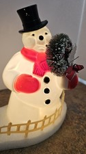 50s Vintage Jolly Christmas Light Up Snowman Plastic Figurine