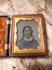 Tintype Photograph of Woman I brown ornate Gutta Perche case